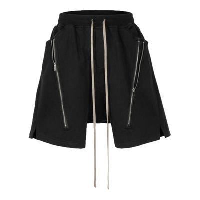 24SS高街潮牌RO风暗黑低裆跨裤五分裤拉链开叉宽松百搭毛圈短裤男