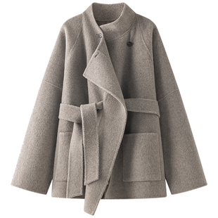 VIKTORIACHAN25/26秋冬成衣系列新品 高领短款系带双面呢大衣外套