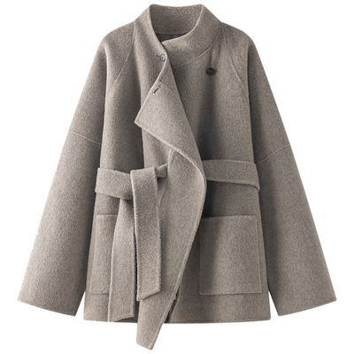 VIKTORIACHAN25/26秋冬成衣系列新品 高领短款系带双面呢大衣外套