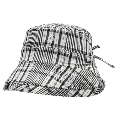 热风女士格纹遮阳帽2026年春季新款格纹系带盆帽户外大帽檐遮阳帽