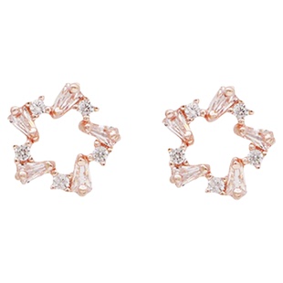 「粉丛生」镂空星星耳饰蚊香盘耳夹无耳洞轻奢高颜值耳钉小巧精致