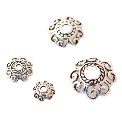 S925纯银泰银镂空水晶四叶草花托