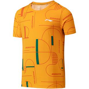 李宁羽毛球服 儿童运动柔软舒适速干凉爽运动训练短袖T恤文化衫