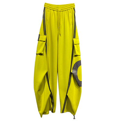 侧条纹拼色设计休闲弯刀裤女