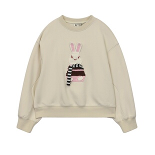 ei童装女童卫衣春秋装新款韩版中大童宽松休闲套头衫卡通小兔子