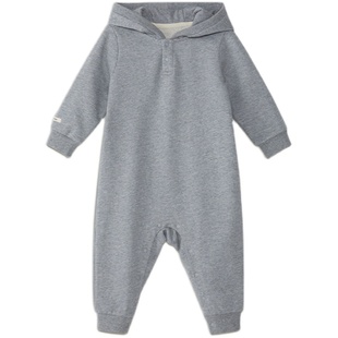 ArborTree 100%天然有机棉宝宝带帽连体衣爬行服春秋款 A类标准