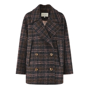 秋水伊人复古法式翻领毛呢外套2025年冬季新款女宽松遮肉通勤大衣