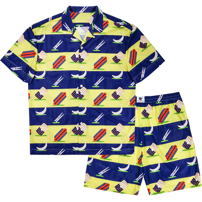 埃森费姆夏季薄款冷餐会印花睡衣