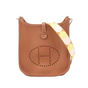 中古9新爱马仕EVELYNE金棕色CLEMENCE皮16斜挎包二手奢侈品包包