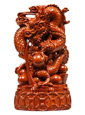 花梨实木雕刻龙摆件红木工艺品