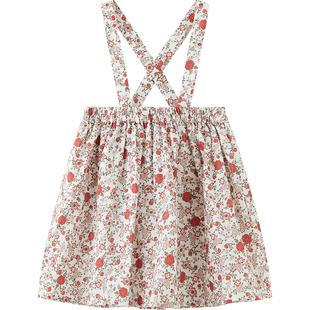 微狮牧尼女宝宝背带裙洋气可爱婴儿碎花中长裙女童裙子春秋季外出