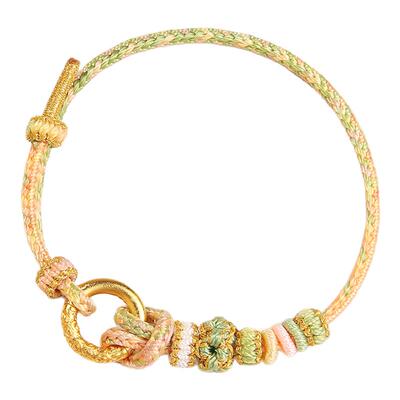 领花手绳编织绳可穿黄金转运珠平安扣手链手工半成品情侣男女礼物