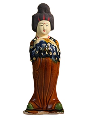 唐三彩文创产品胖妞仕女陶俑摆件
