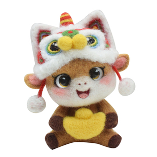 羊毛毡戳戳乐手工diiy醒狮帽发财马年吉祥物挂件公仔钥匙扣新礼物