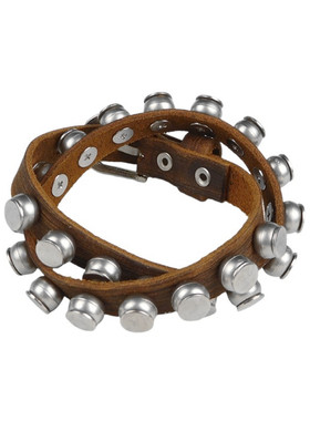 两圈咖啡棕色柔软牛皮朋克风手链