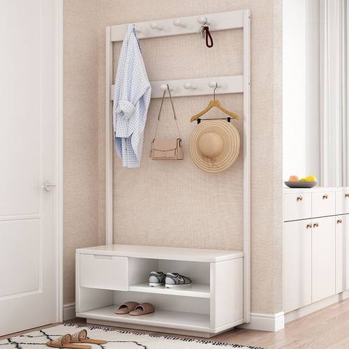 实木衣帽架落地客厅玄关换鞋凳坐入户家用门口进一体可挂衣架鞋柜