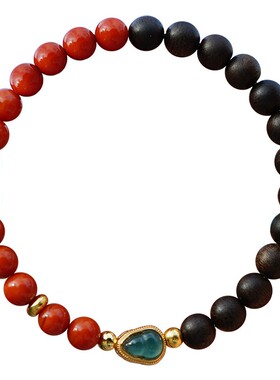 山川心语南红沉香木火五行手串