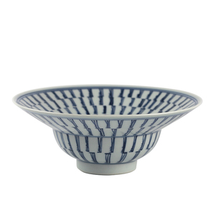 山水一间景德镇陶瓷餐具仿古青花百寿纹折腰碗家用汤碗面碗异形碗