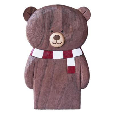 黑胡桃小熊桌面收纳筒