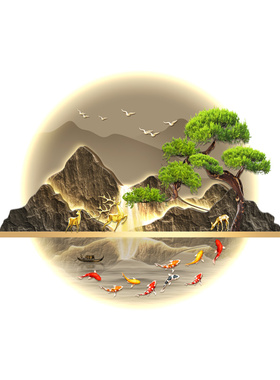 新中式玄关装饰画山水画走廊过道