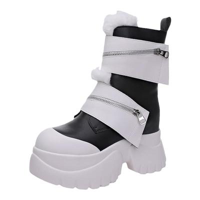 震地王马丁靴加绒松糕厚底