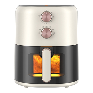 美的空气炸锅家用4.5L大容量可视化窗精准控温不沾易清洗 双旋钮