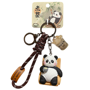 2026年新款原创国风八雅熊猫系列钥匙扣包包小挂件钥匙链书包挂饰