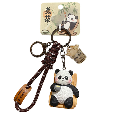 原创国风八雅熊猫系列钥匙扣