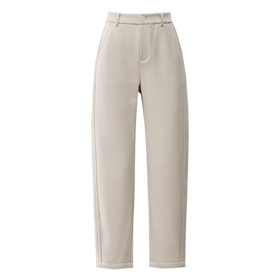 逸阳加绒镰刀裤女休闲哈伦裤白色