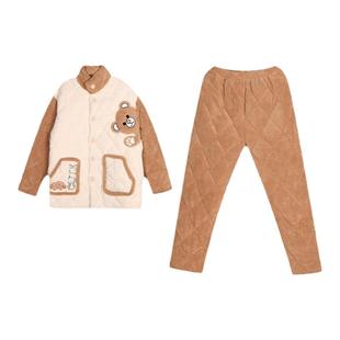 都市丽人冬正品学生男款家居服FH31J7加厚加棉长毛绒拼接卡通睡衣