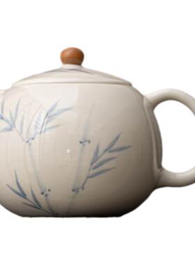 君竹釉下彩手绘陶瓷茶壶