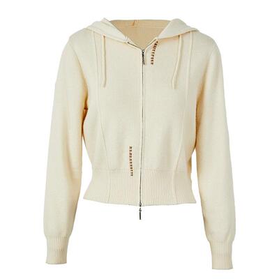 范可儿连帽拉链短款休闲针织开衫