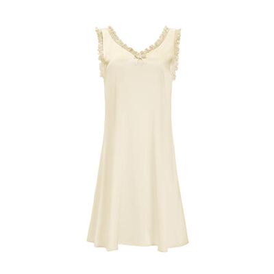 MANITO/曼尼陀Duchess桑蚕丝连衣裙木耳边V领背心裙优雅真丝睡裙