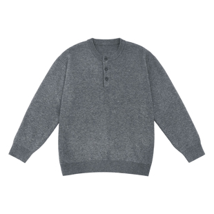 大码美式复古重磅亨利领毛衣男士冬季保暖竖线高级氛围感针织上衣