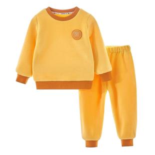 上宝麦冬季儿童睡衣套装保暖双面摇粒绒男女童宝宝睡衣家居服套装