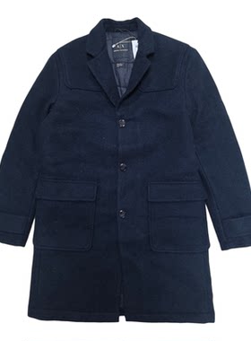 意大利奢品 飞鹰 男款毛呢面料内里夹棉重磅加厚长款防寒棉服大衣