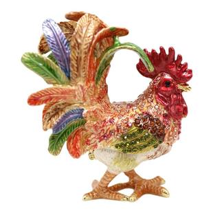 珐琅彩工艺金属创意小摆件生肖公鸡饰品招财风水家居装饰小礼品