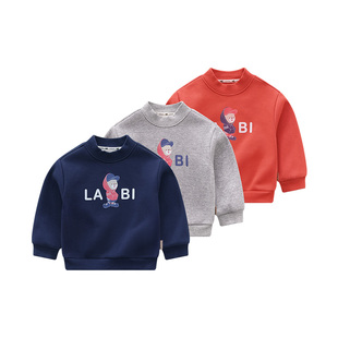 【商场同款】拉比童装卫衣25秋冬儿童加绒保暖卫衣宝宝半高领上衣