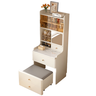 梳妆台小型卧室床头柜一体法式小户型奶油风收纳化妆桌书桌二合一