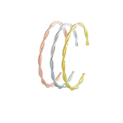 周六福S925纯银手镯莫比乌斯环银镯开口素圈高级感百搭送女友礼物