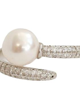 纯银施家珍珠法式极简风开口戒指