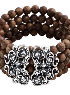 原创复古大气纯银多圈沉香手链女