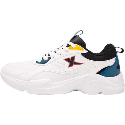 特步男鞋皮面防水休闲运动鞋