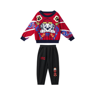 汪汪队男童新年服套装秋冬款2026新款儿童毛衣针织衫宝宝男孩衣服