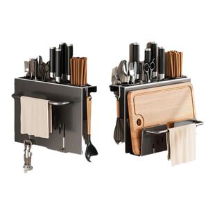 厨房刀架置物架免打孔筷子筒砧板菜板架壁挂刀具一体收纳架子