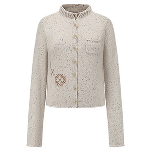 SWAYING/KINT 设计师品牌 26早春新品羊绒立领手工绣花开衫SOLSOL