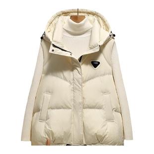 鸭鸭加绒加厚羽绒马甲女外穿短款2025秋冬新款无袖坎肩外套潮XJ