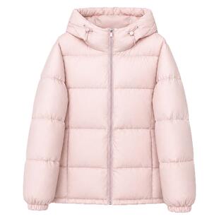 粉色羽绒服女短款2026冬季新款加厚小个子白鸭绒面包服宽松外套冬