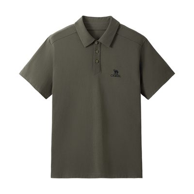 骆驼245g重磅纯棉POLO衫男士夏2025新款户外全棉透气翻领短袖t恤