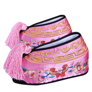 正龙戏装京剧越剧戏曲古装鞋女鞋白色戏剧花旦绣花鞋花鸟内高彩鞋